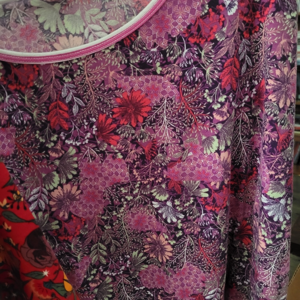 EUC  Lularoe Irma Floral Pink, purple, red, orange, yellow